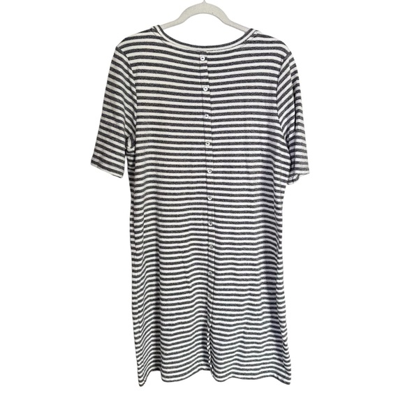 Paraphrase Women's Sz L 100% Cotton Striped Elbow Sleeve Striped Tunic Dress - Picture 7 of 9